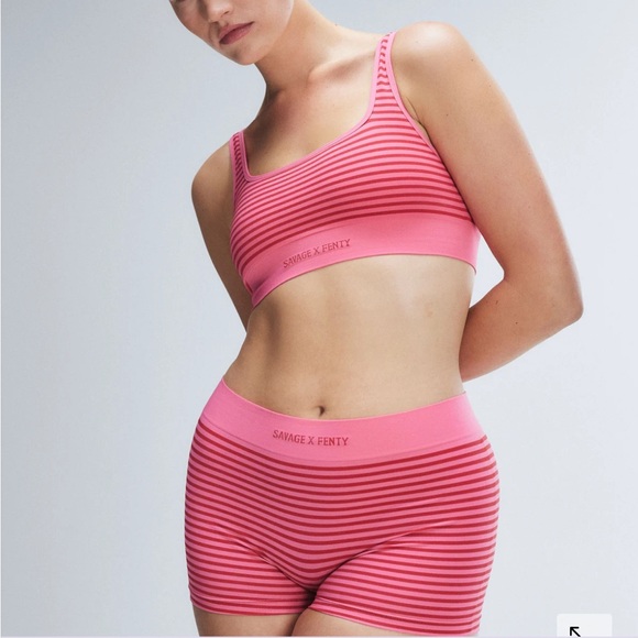 Savage X Fenty Pink Striped Intimates Set - Picture 2 of 3
